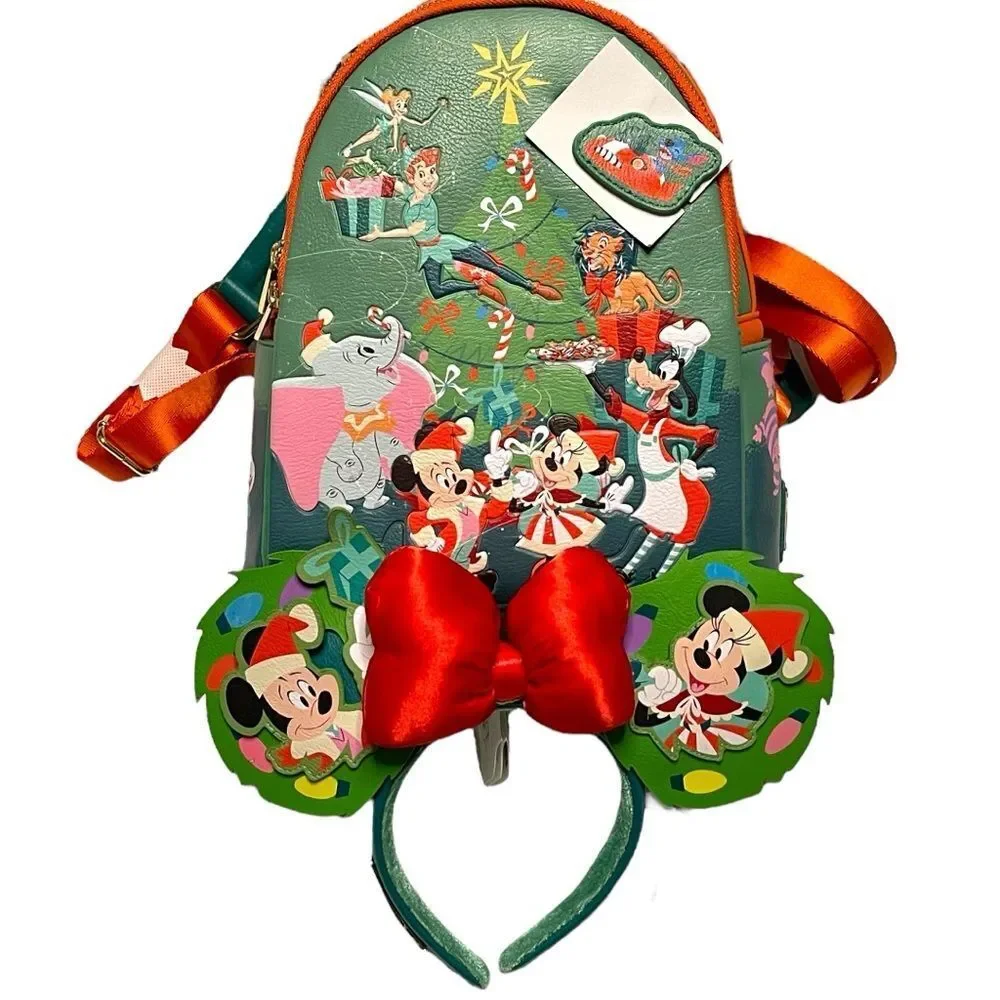 LOUNGEFLY Disney 2023 Christmas Mini Backpack & Ears Bundle Glow in Dark